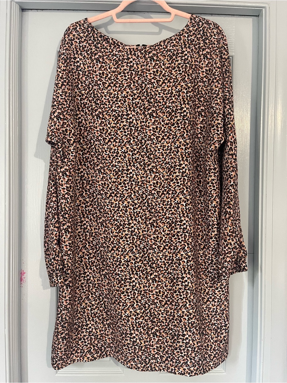 LOFT Leopard Print Long Sleeve Shift Dress